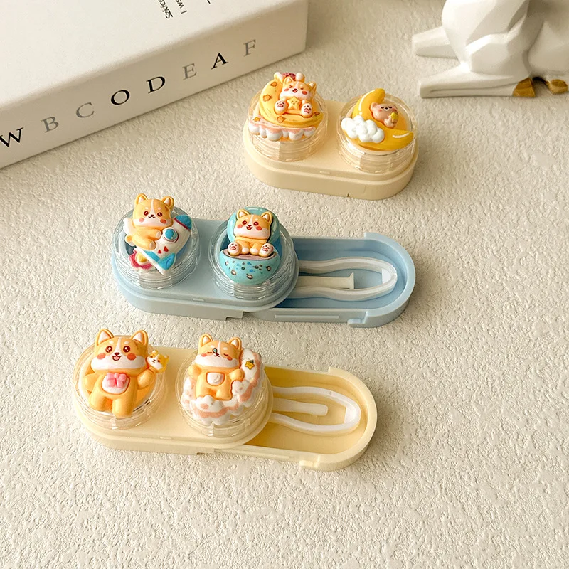 

1pc Mini Contact Lens Case for Eyes Travel Kit Holder Cartoon Cute Cosmetic Contact Lenses Case Box Container Travel Accessaries