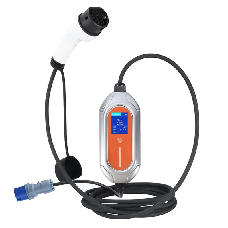 

X39A-Adjustable Current Timer EV 32A 7KW Type 2 EU Plug For Hybrid Electric Vehicle Car EVSE Charging Station