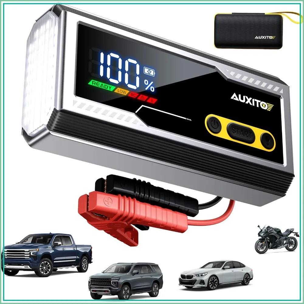 

6000A Jump Starter, 12V Car Battery Booster Up to All Gas & 12L Diesel, Portable Jump Box with LED Display & 3-Mode Flashlight, Storage Case