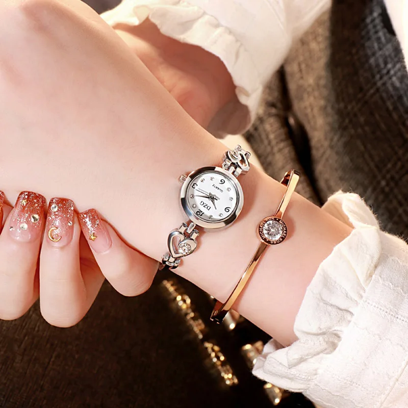 

Модные женские наручные часы с браслетом в форме сердца, модные и простые женские наручные часы с бриллиантами, роскошный gif