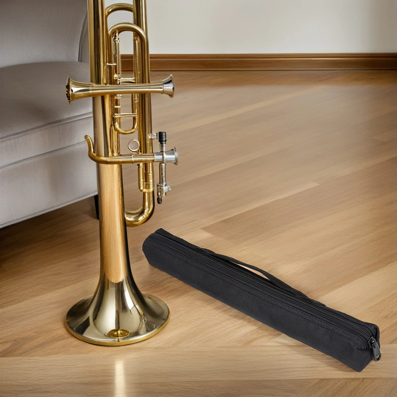 

Waterproof Flute Storage Bag Black Oxford Fabric Durable Portable Vertical Flute Case Mini Saxophone Bag Scratch Proof Universal