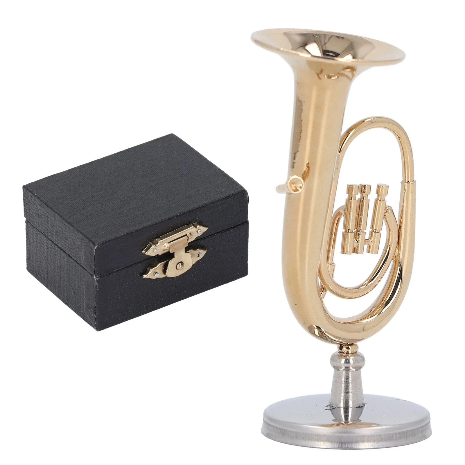 Modelo de Tuba en miniatura, adornos de latón chapado en oro, eufonio, Mini instrumento Musical de Tuba en miniatura, modelo de regalo con Base