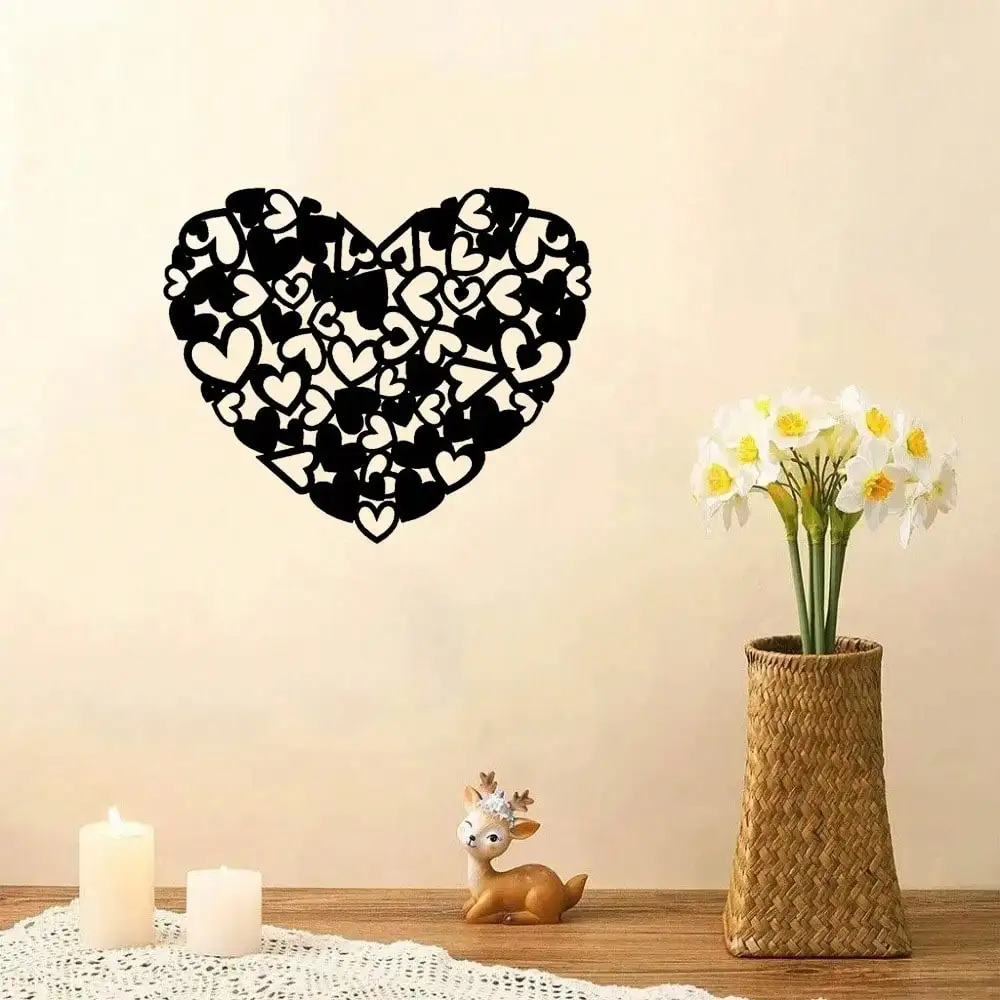 Romantic Metal Heart Wall Decor Modern Art for Living Room Bedroom Dining Room Valentine's Day Present 1pc