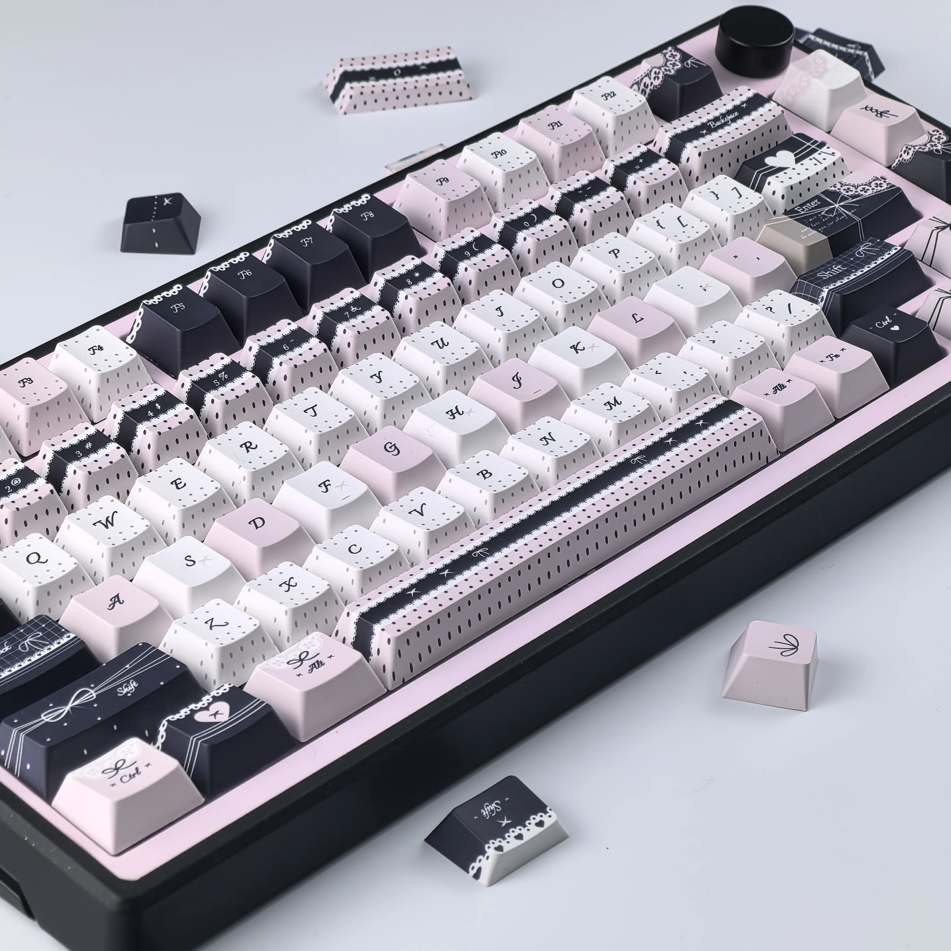 MAIMOOO Keycaps Moa Lolita Style Pbt Cherry Cute Blue Pink Black Aula F75 Customized For Alice Layout Keyboard Keycap귀여운 키캡