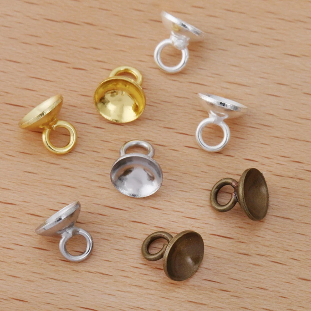 REGELIN Gold/Silver/Antique Bronze Plated Copper Bead Caps Fitting Round Beads Pendants 50pcs/lot DIY Necklace Findings Handmade