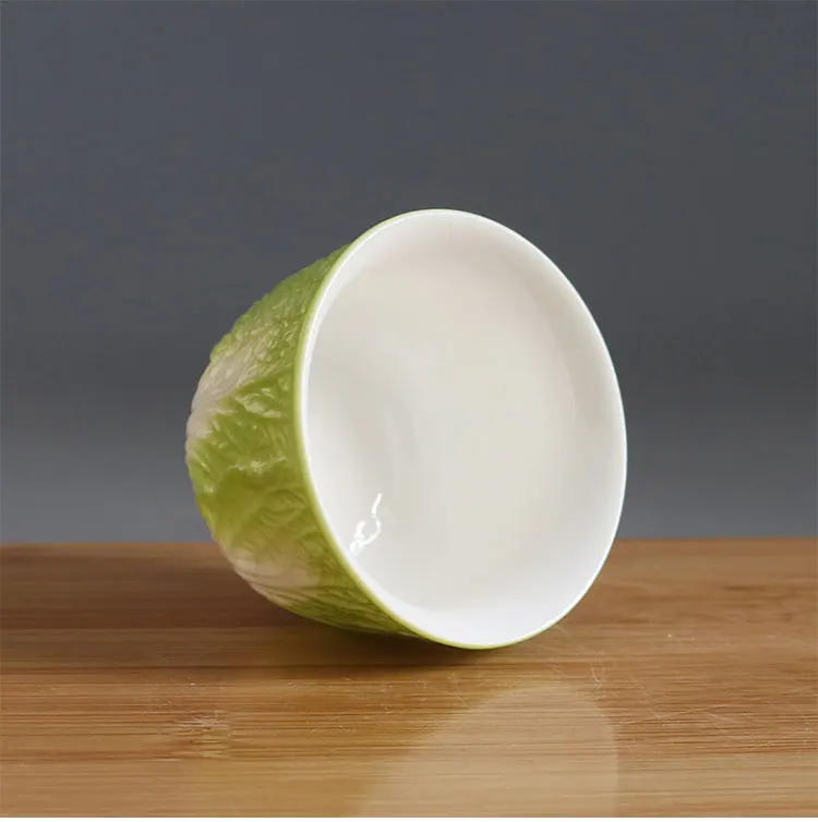 Cabbage tea cup, ceramic cup, small tea cups, household kung fu teas set teas cups，Home & Garden