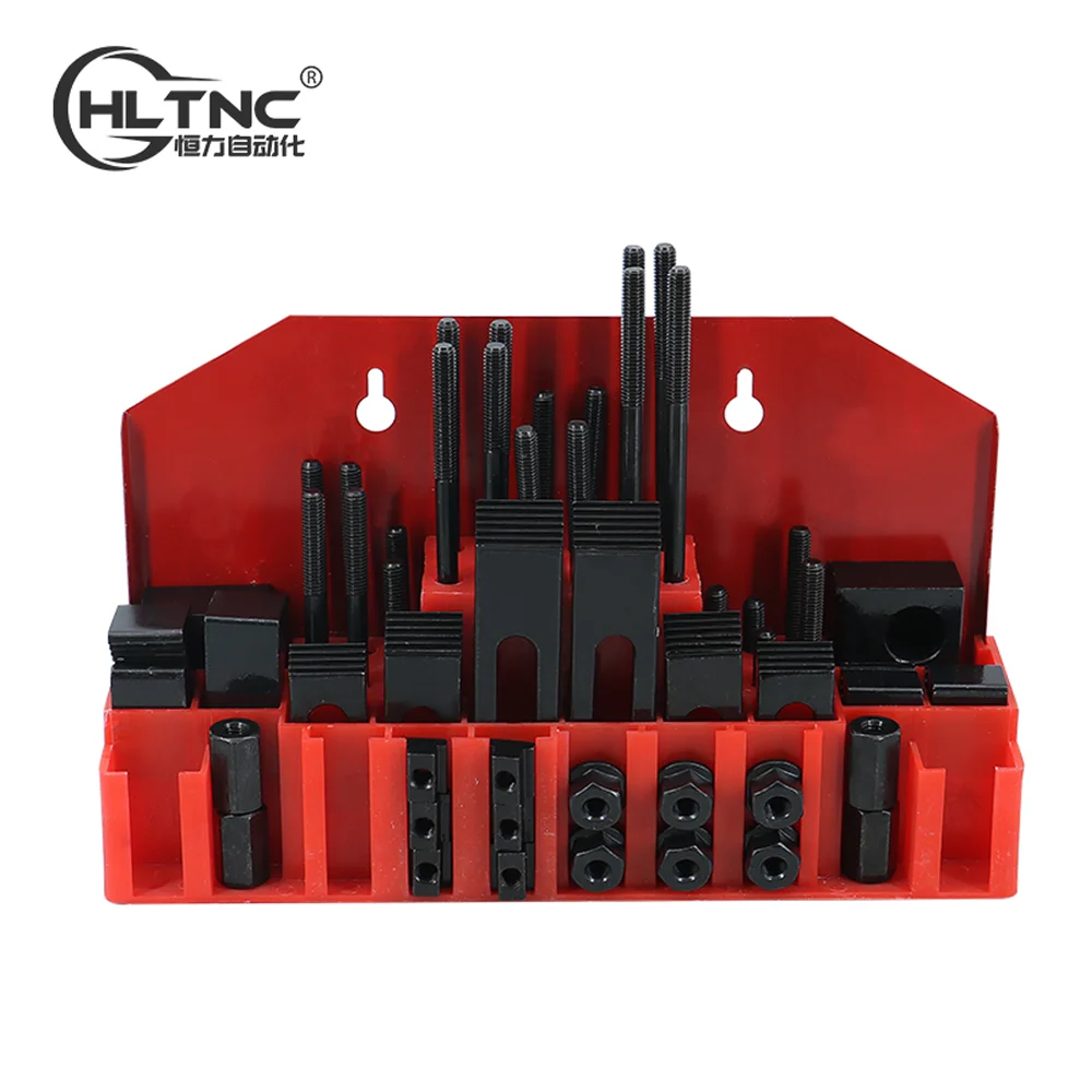 HLTNC 58Pcs M10 T-Slot Clamp Kit With Multi Function Combined Press Plate And Hardened Iron Pad For CNC Milling Machine Lathe