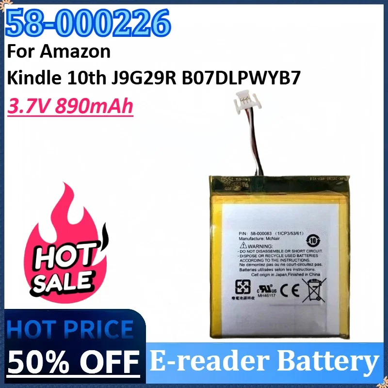 

New 58-000226 3.7V 890mAh E-reader Battery for Amazon Kindle 10th J9G29R 53-014490 Kindle Touch 2019 Kindle 10th Gen 2019