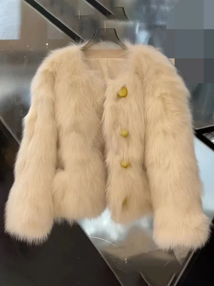 Top Leather Imitation Fox Fur Coat Women's Thick Style 2024 Autumn/Winter New  faux fur coat  women jacket