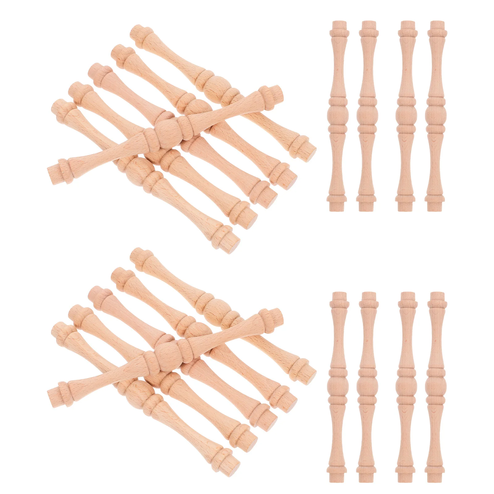 

25Pcs Wooden Baluster Spindles Unpainted Solid Wood Stair Railings Furniture Cabinet Wardrobe Repair Wood Decorations