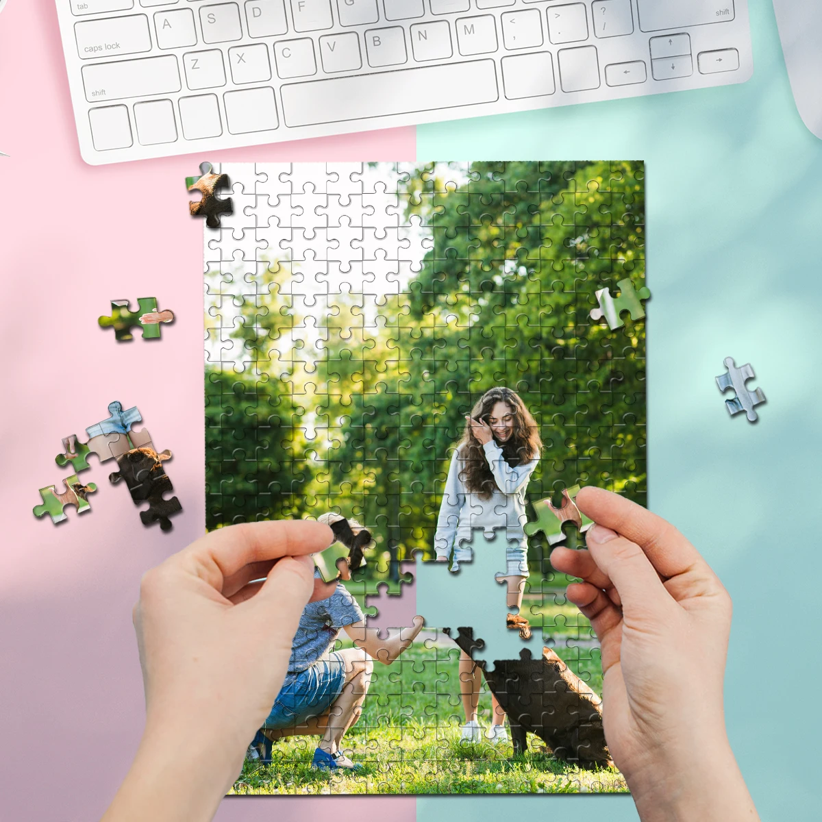 35/300/500/1000pcs Puzzle Foto Kustom Pribadi Hadiah Pesta Liburan Anak Perempuan Ulang Tahun Pernikahan Hari Ibu Hari Ayah Bac