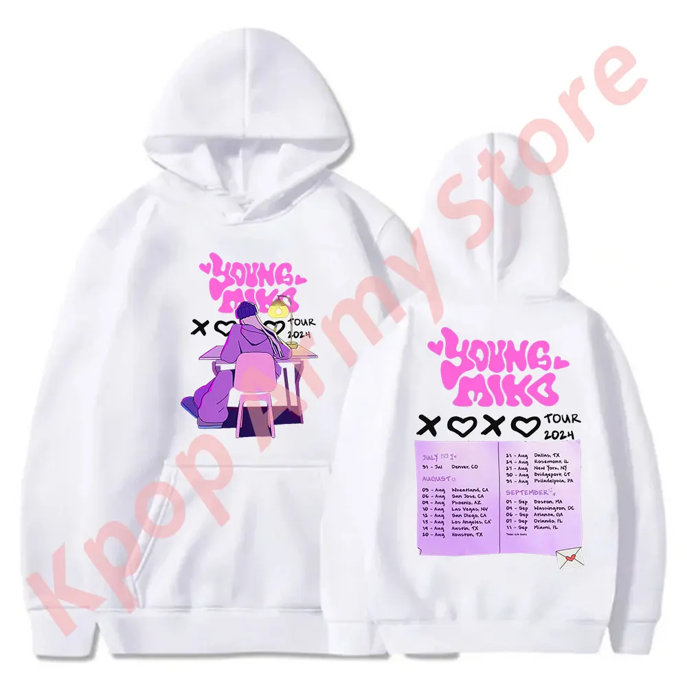 Young Miko XOXO Tour Merch Hoodies Rapper New Logo Pullovers Women Men Fashion Casual HipHop Style Sweatshirts