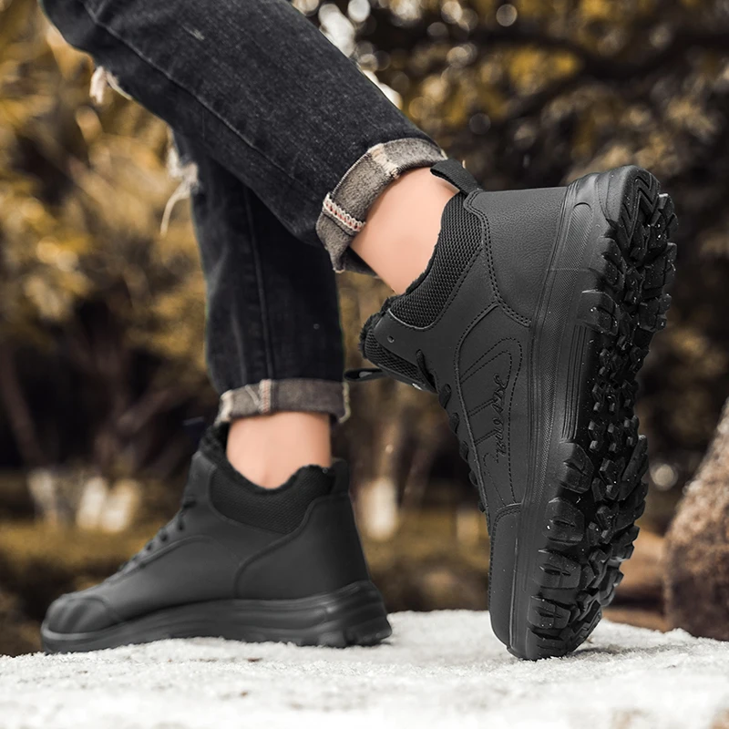 ماركة الشتاء الرجال الأحذية سميكة أفخم الدافئة الرجال الثلوج الأحذية أحذية رياضية ناعمة عدم الانزلاق الرجال حذاء من الجلد في الهواء الطلق خفيفة الوزن أحذية التنزه #6