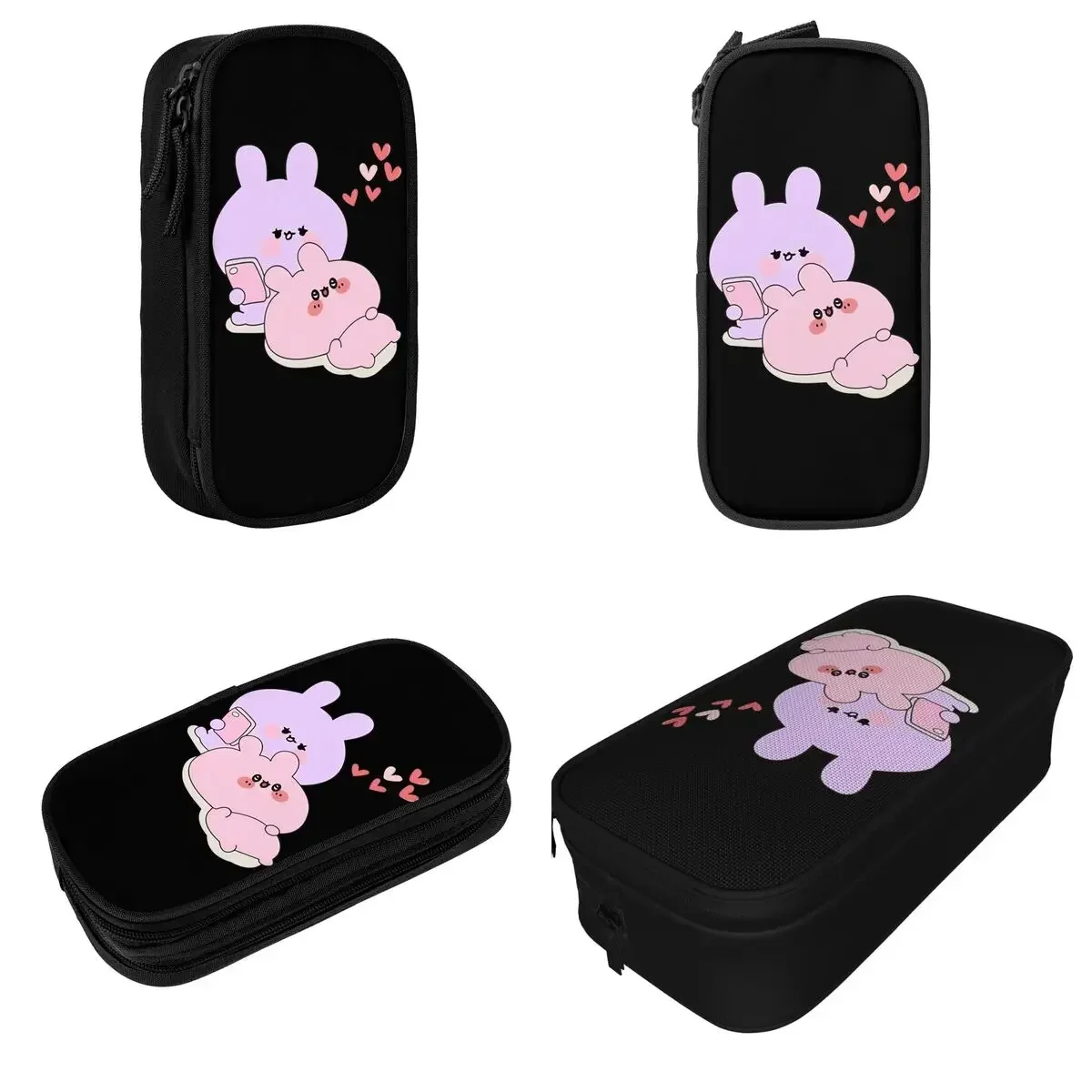 

Asamimichaan Cute Asamimi Pink Chilling With Blue Pencil Cases Cute Pen Bag for Student Large Storage School Gift Pencilcases