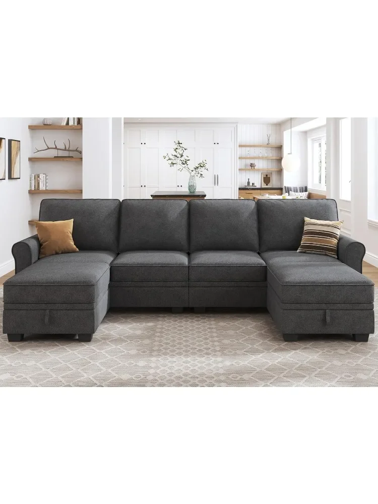 

Sectional Sofa with Storage Seat U Shaped Sectional Couch with Reversible Chaise Convertible Sectional Couch for Living Room