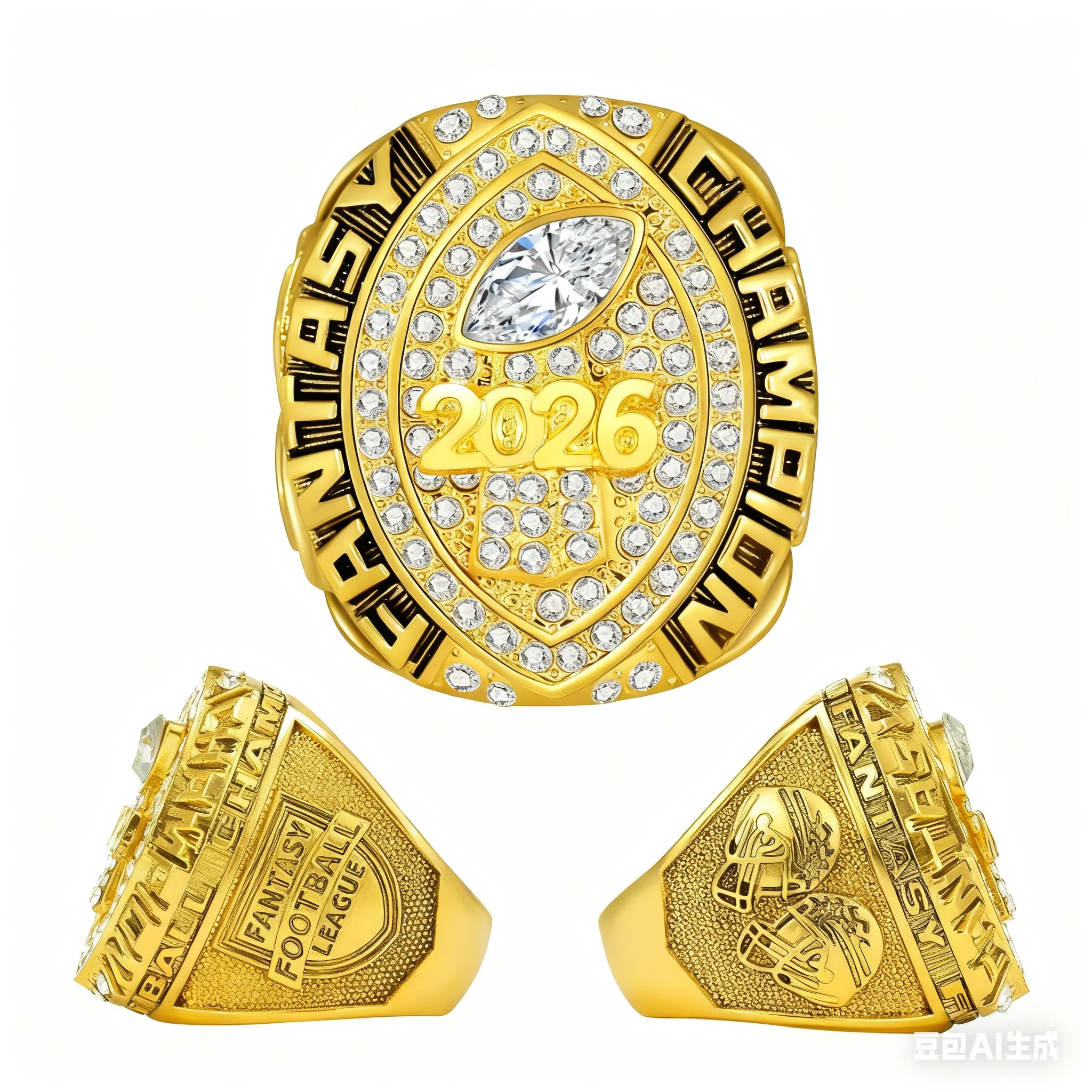 خاتم بطولة كرة القدم الخيالي لعام 2026 مخصص لبطولة الموضة الذهبية هدية عيد ميلاد للرجال