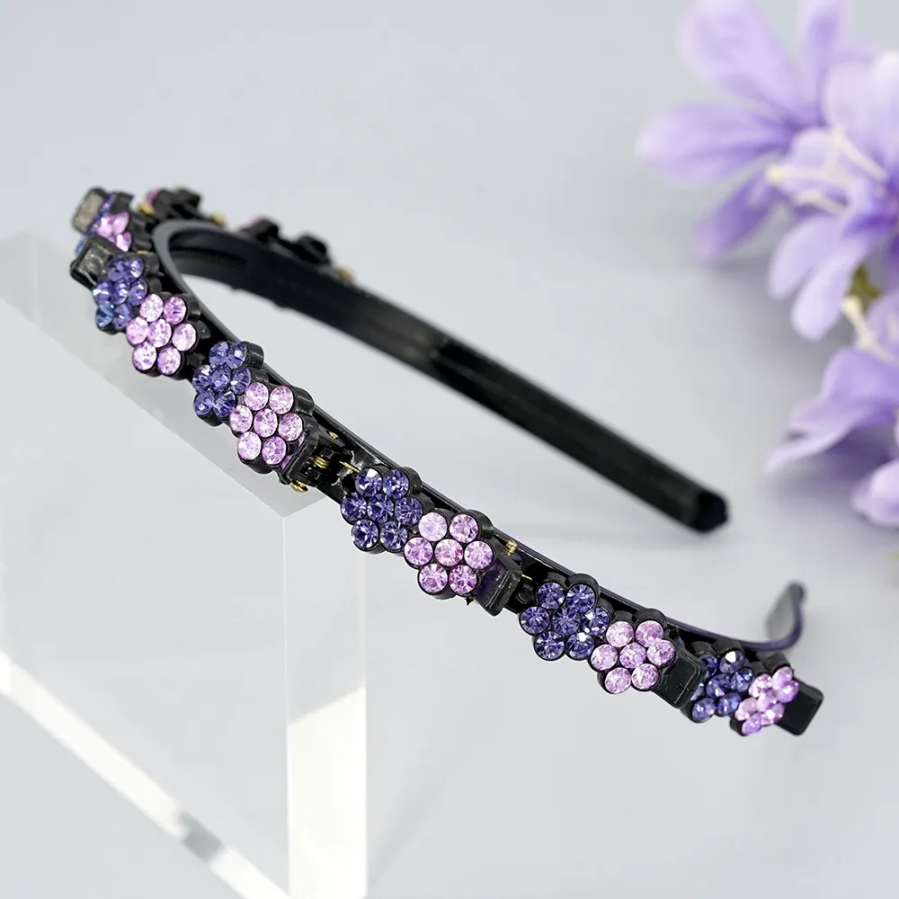 العصابات الشعر الأنيقة مع مقاطع زهر البرقوق متعدد الطوابق مسننة كليب مضفر هيرباند الحلو الكورية نمط لامعة زهرة الشعر هوب