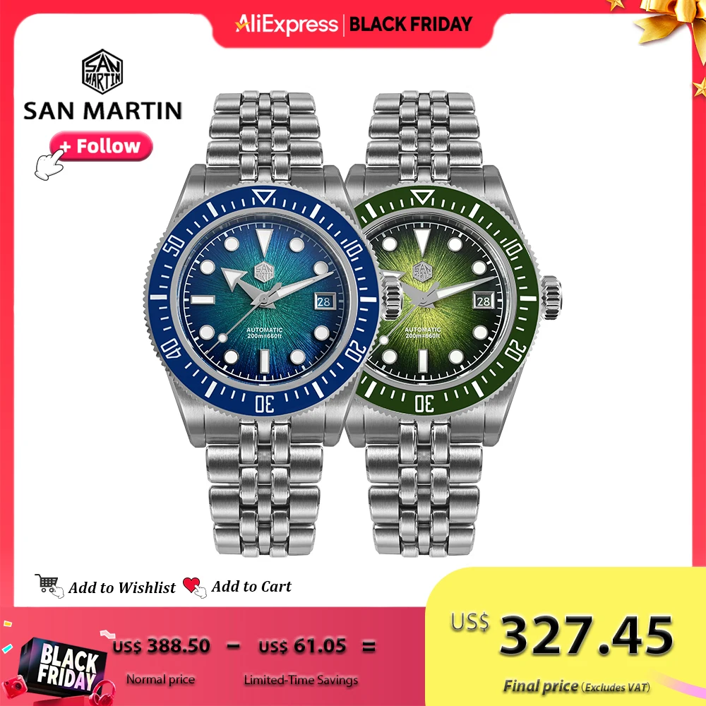 

San Martin 37,5-40 мм оригинальный дизайн роскошные часы для пар Miyota 9015 автоматические механические мужские дайверские часы водонепроницаемые SN0148