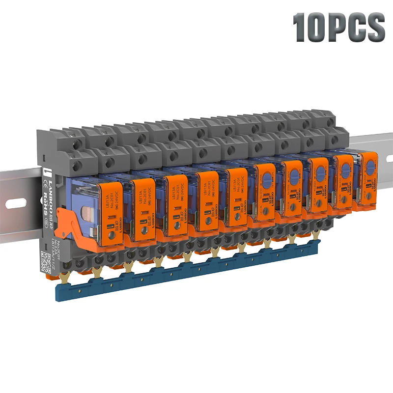10 Sets Per Box,LBJ13A Intermediate Relay With Socket Base, 1NO1NC/2NO2NC DC12V/DC24V AC220V Narrow Electromagnetic Relay