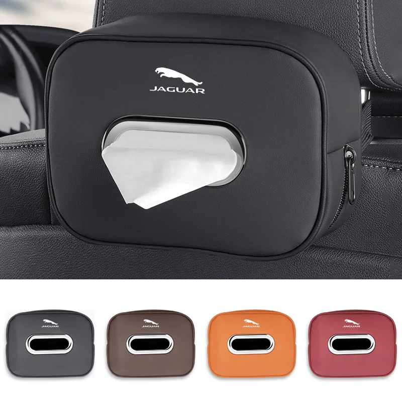 Keyring Leather Car Seatback Tissue Box Square Napkin Storage Bag For Jaguar XFXJ XFR XKR S-Type F-Type X-Type F-Pace I-Pace E-P