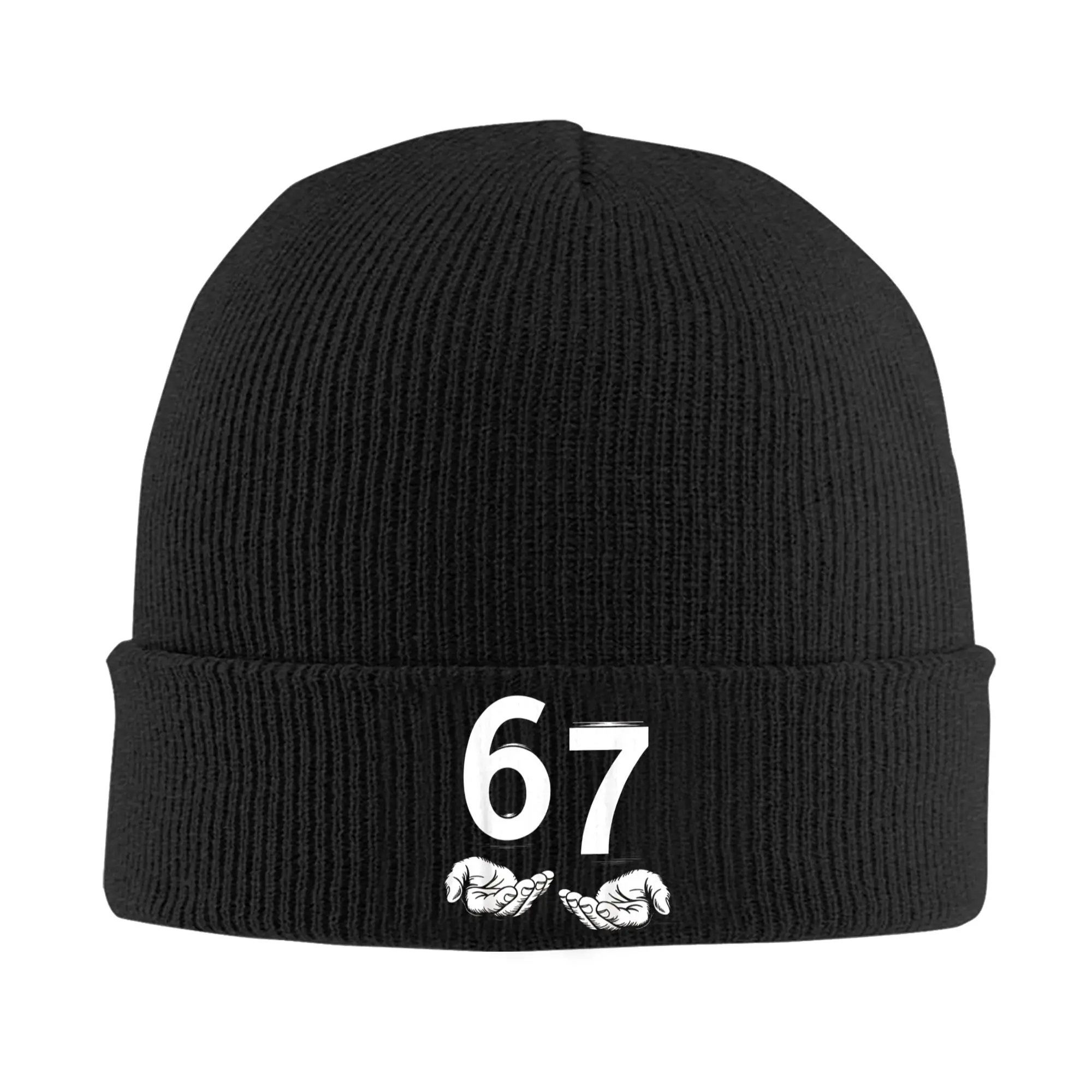 Funny Six Seven 67 Meme Gen Alpha Slang 6 7 Hands Beanie Hats Bonnet Hats Men Women Cute Hippie Knit Hat Winter Warm Soft Caps