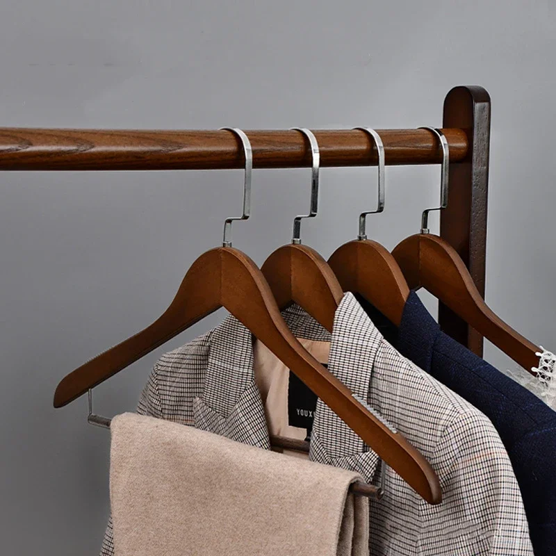 Cloth hanger wood Suit Hangers with Non Slip shoulder and Pants Bar hanging Shirts Jackets Dress Pants antique clothing rack