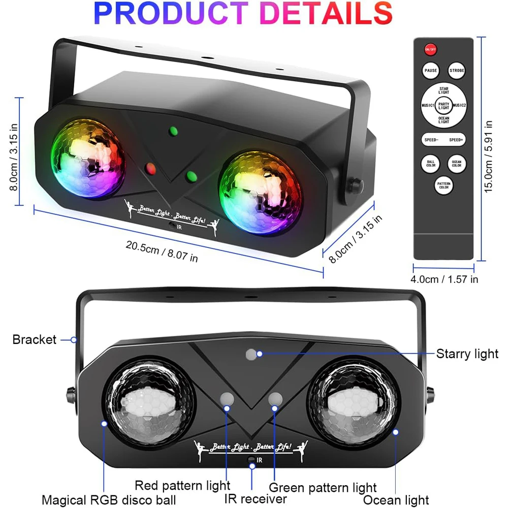Sound Activated 10W Party Light Disco Ball Light Dj Laser Disco Lamp Ocean Star Christmas Projector Dance Light with Remote