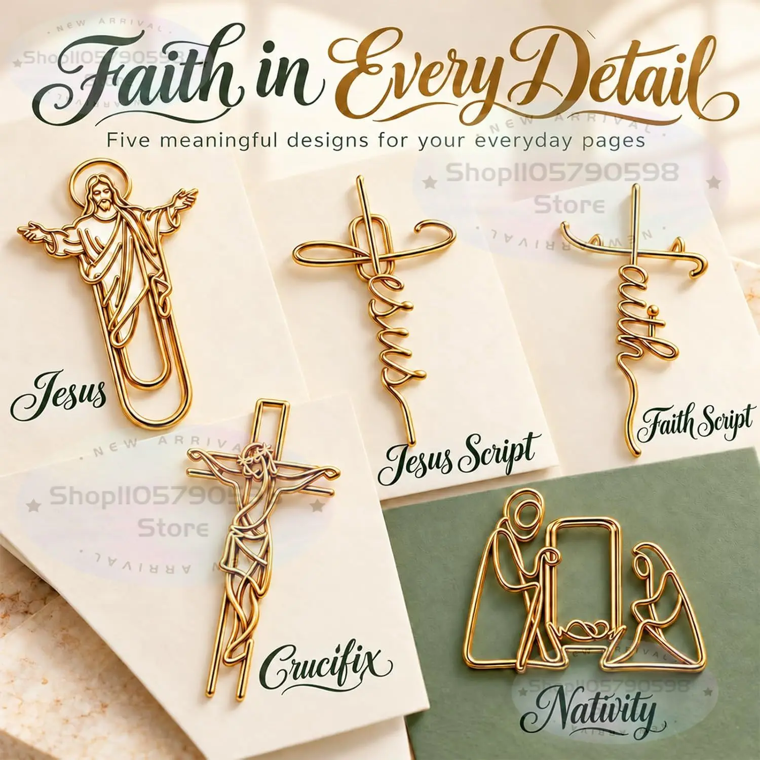 Faith-Inspired Gold Paper Clips,Christian Bible Bookmarks for Journaling,Mark Favorite Verses,  Study Notes for Party Favors