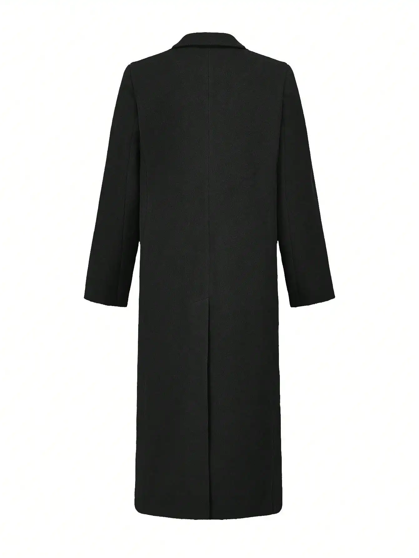 เสื้อโค้ทขนสัตว์สีดำสำหรับผู้หญิง, เสื้อโค้ททรงพีคอตแบบกระดุมแถวเดียวพร้อมปกและกระเป๋า, เสื้อคลุมฤดูหนาวสไตล์ลำลองสำหรับใส่ทำงาน