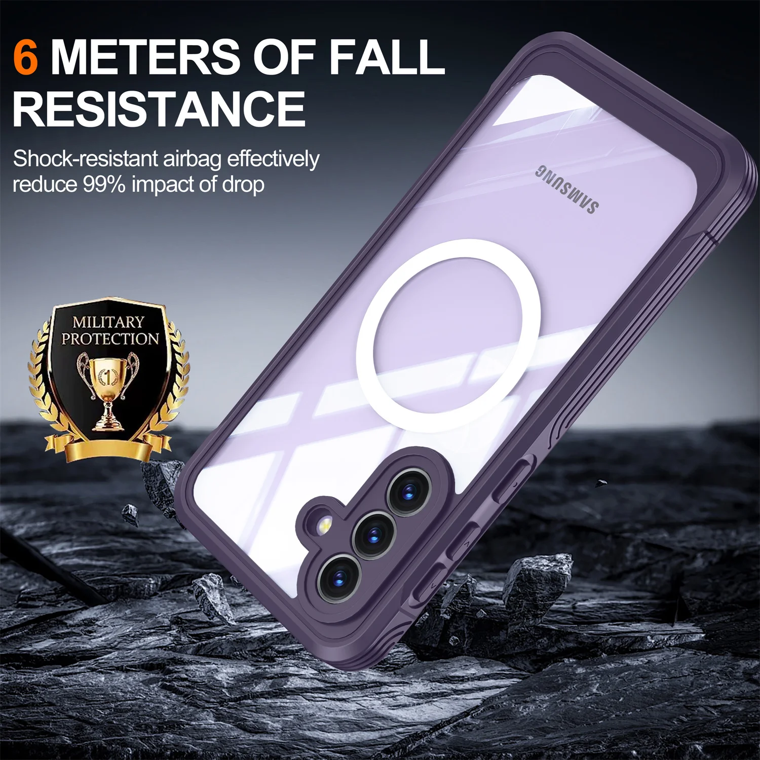 For Samsung Galaxy A57 A37 A17 A56 A36 A16 Magsafe Case Wireless Charging 360°Full Protection  Transparent Mobiles Phones Case