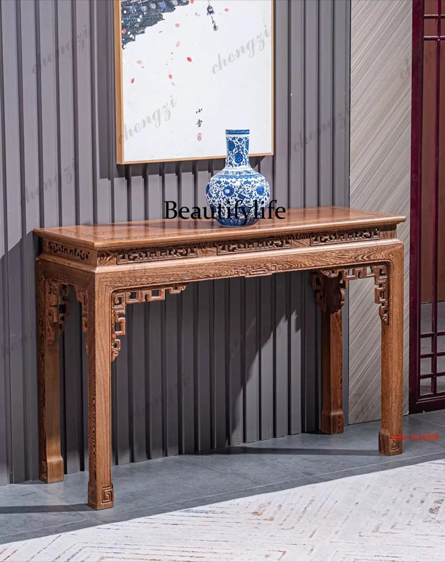 Furniture, strip case New Chinese-style end-view table Solid wood table Fragrant case strip several porch tableN138
