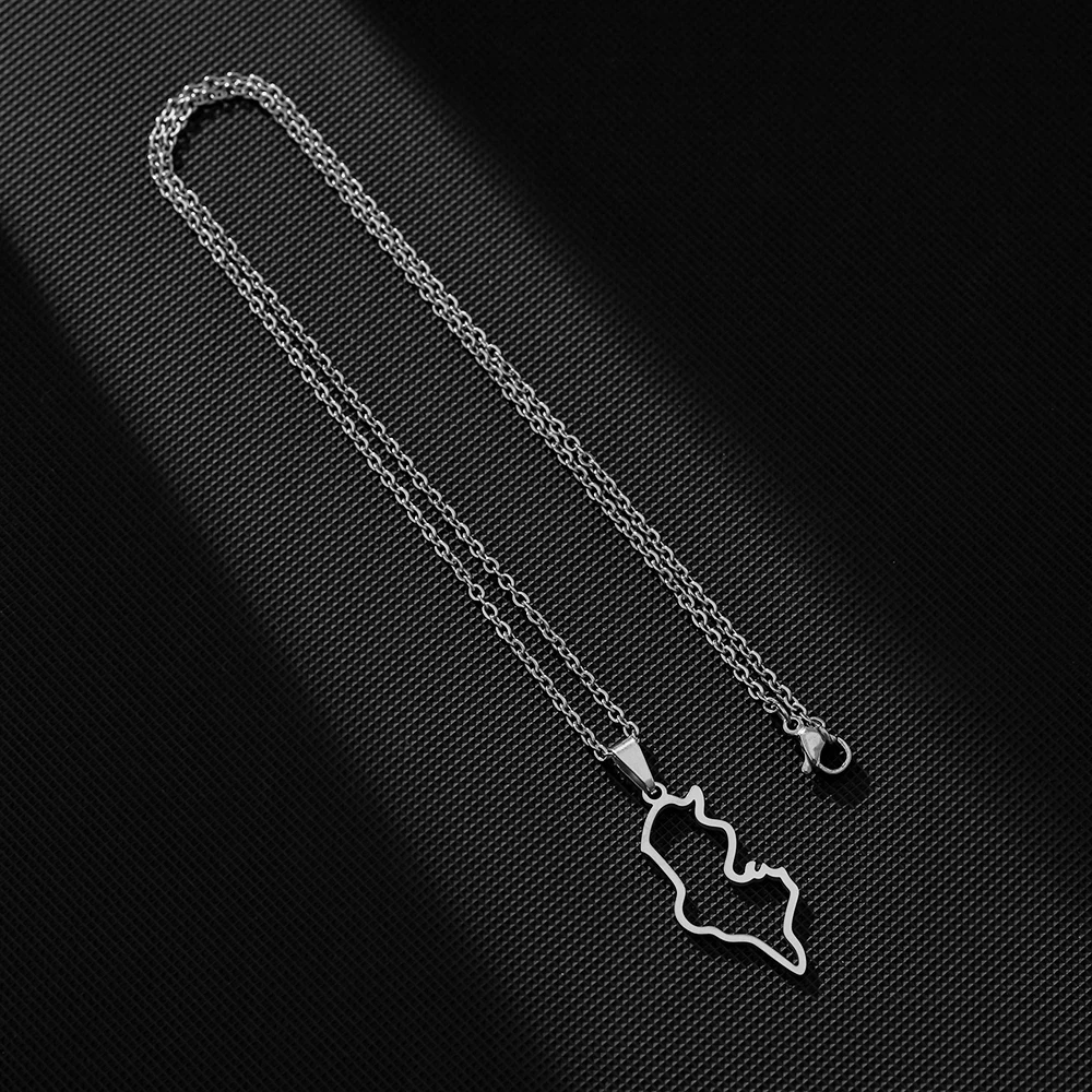 الأوروبية الأمريكية الساخن بيع الفولاذ المقاوم للصدأ تونس السلس مخطط قلادة على شكل خريطة قلادة للجنسين زوجين مجوهرات وطنية العرقية #4