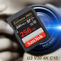 SanDisk Original SD Card Extreme PRO Card 32GB SDHC UHS-I 64GB 128GB Memory Card 256GB 512GB Flash Card U3/4K/V30 For UHD Video