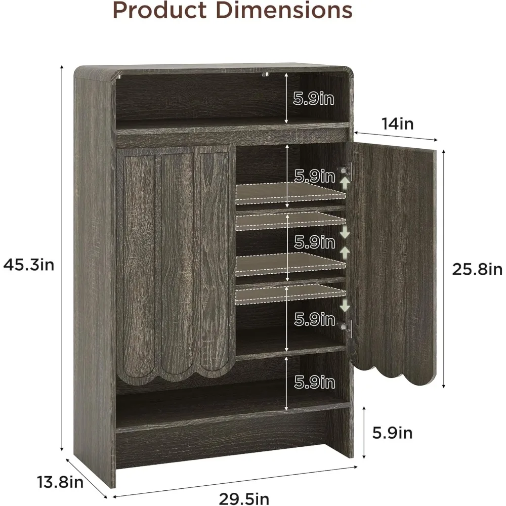 خزانة تخزين الأحذية ذات الرف القابل للتعديل مكونة من 5 طبقات، وضيقة قائمة بذاتها