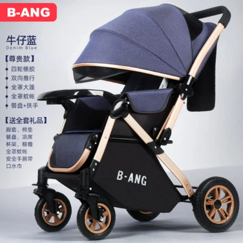 Baby Stroller Can Sit and Lie Down Light Folding Baby Parachute Four-wheeled Shock Absorber Children's Two-way Wheelbarrow