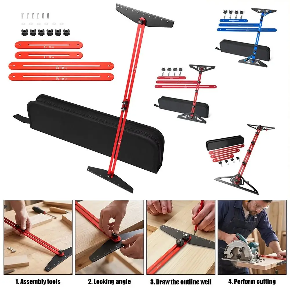 Adjustable Stair Tread Gauge Accurate Heavy Duty Stair Tread Jig Aluminum Alloy Flexible Stair Tread Layout Measuring Gauge