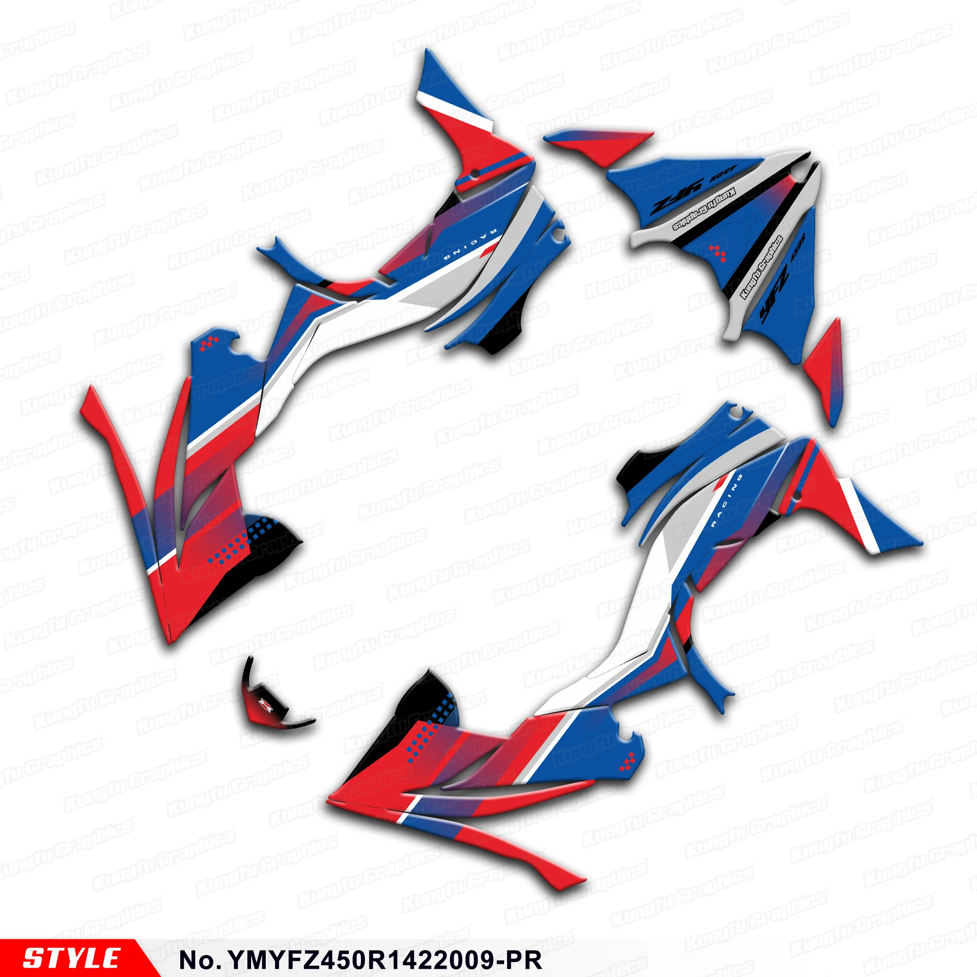 

Клейкая наклейка JY RACING для YAMAH YFZ450R YFZ 450R 14 15 16 17 18 19 20 21 22 2023 2024 2025, YMYFZ450R1422009-PR