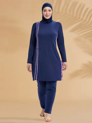 3PCS Thin Style Sporty burkini Femmes Muslim Swimwear  Women Modest Swimsuit Bathing Suit Hijab Top Pant