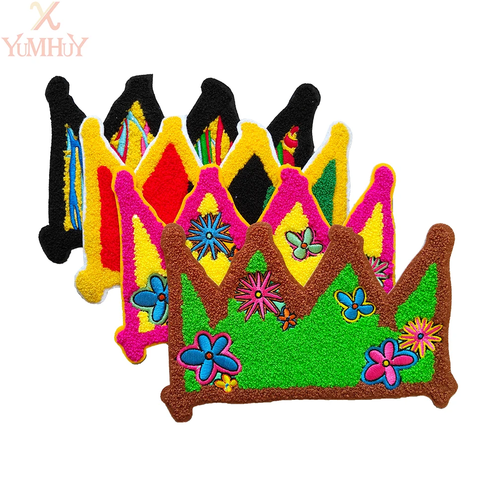 Chenille Embroidery Iron-On to Subsidize the King's Crown Shape Patch, Bright Colors with National Characteristics, Large Size