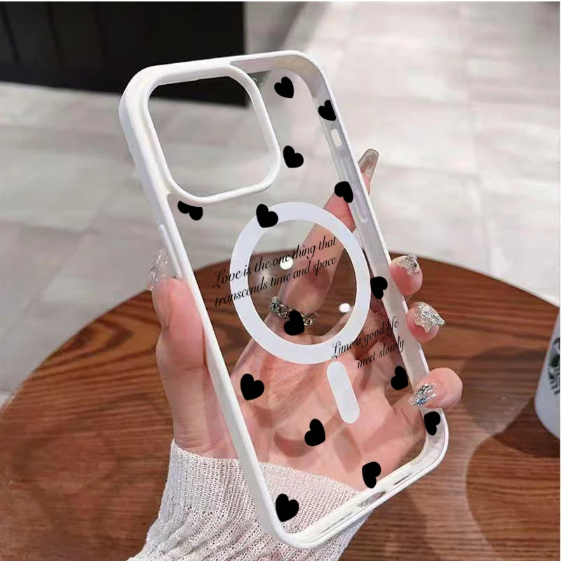 

Pop Love Heart Phone Case For IPhone 17 Case IPhone 13 16 15 11 12 14 Pro Max 16e 17 Air Transparent Magnetic Wireless Charge Co