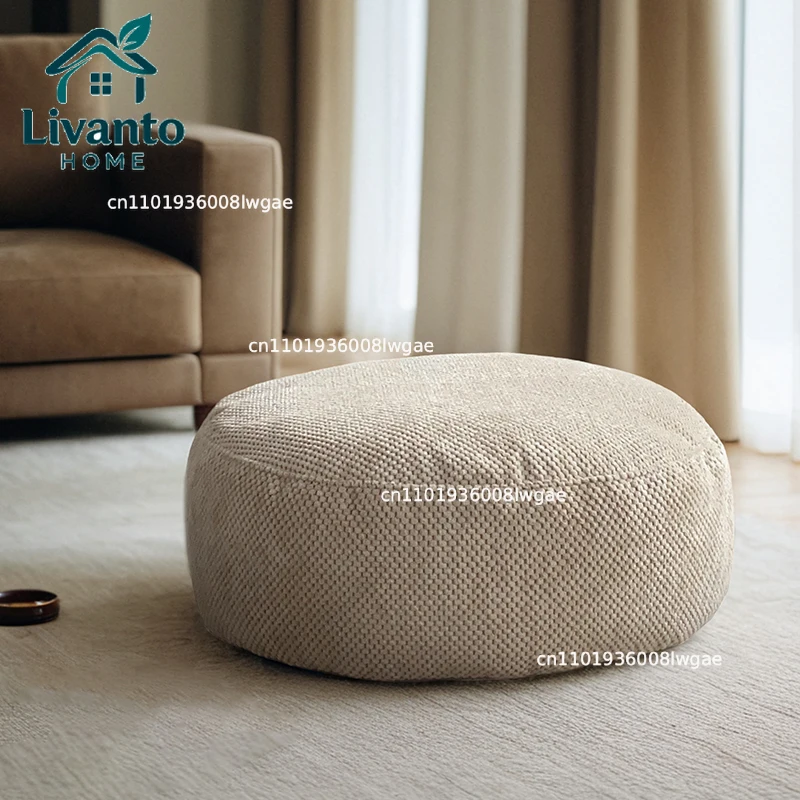 

Cream-Style Floor Pouf, Removable Lamb Velvet Cushion, Multi-Color Lazy Sofa Ottoman, Round EPP Filled Living Room Footrest