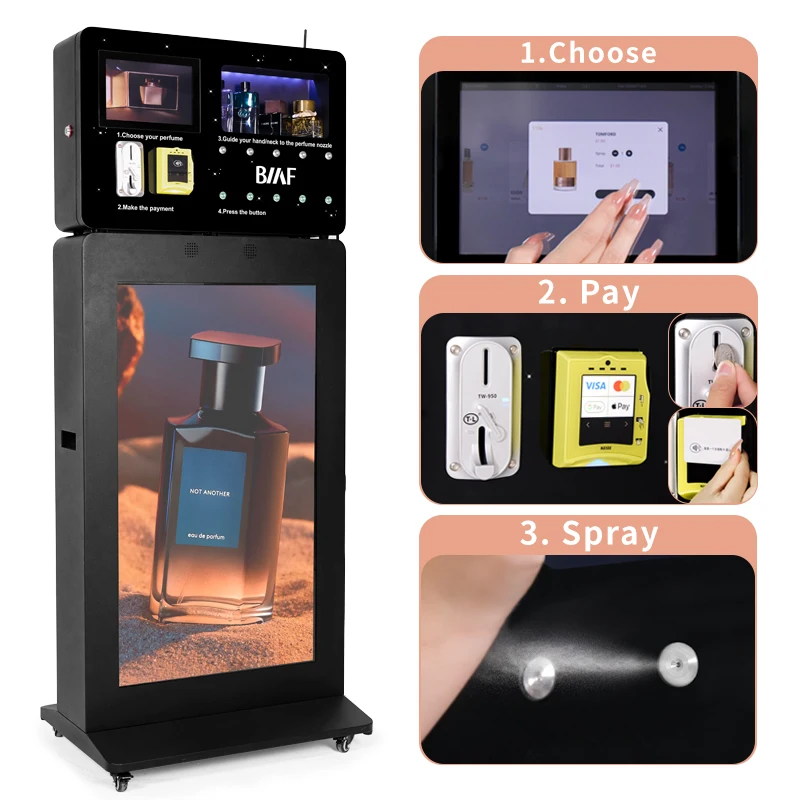 Coin And Card Operated Perfume Dispenser Machine- Self-service Fragrance Vending Kiosk