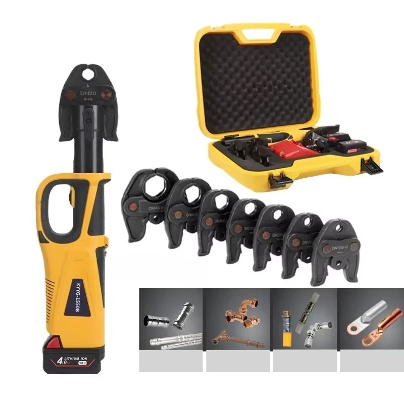 

GLAM Industrial DIY 18V Brushless Pro Press Hydraulic Plumbing Tool Kit Clamp Copper Pipe 1/2" 2" 6Press Jaws 2 5.0Ah Battery