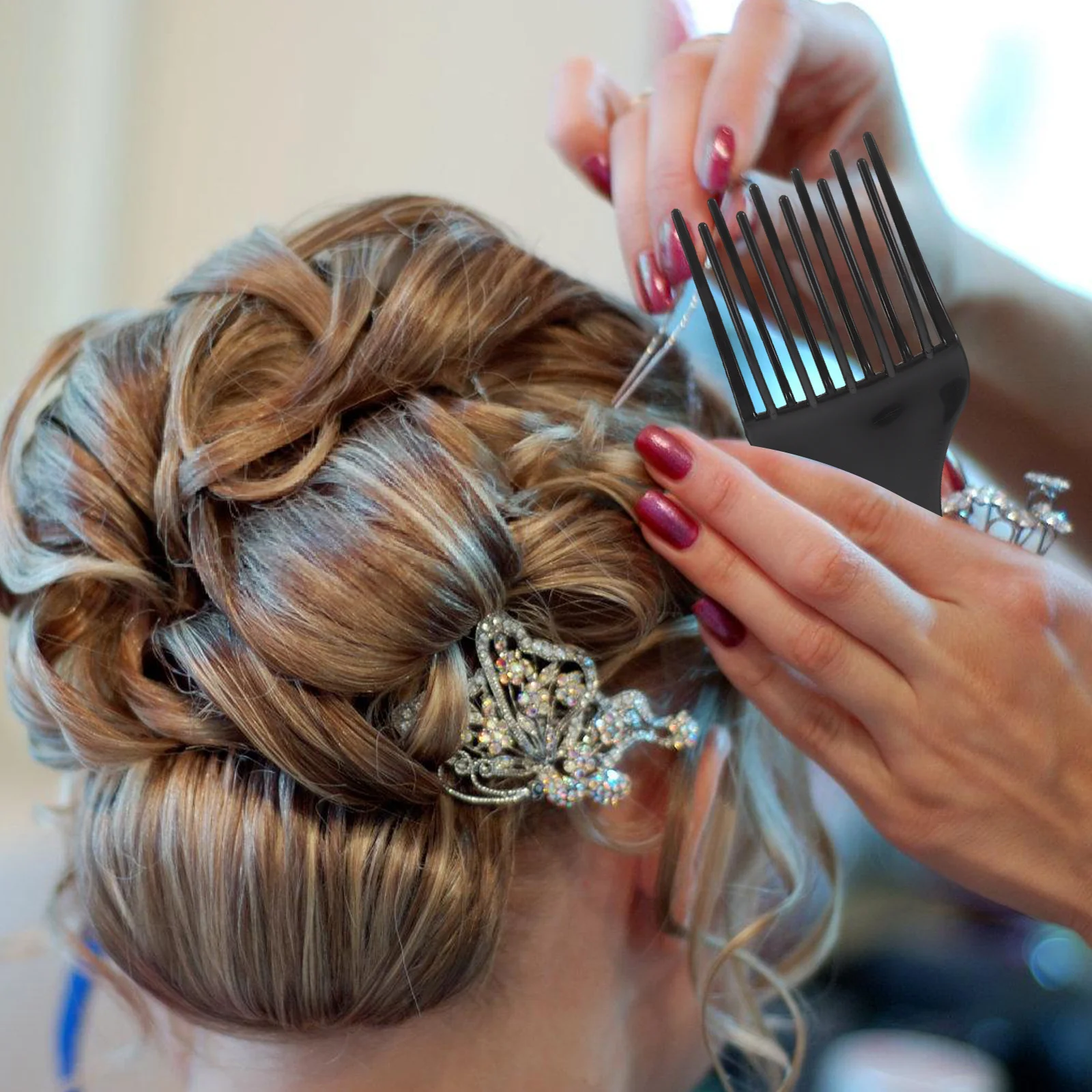 

2 шт. расческа для волос с широкими зубьями, пластиковая, черная, гладкая, для распутывания зубов, массаж головы, инструмент для укладки, парикмахерская, парикмахерская