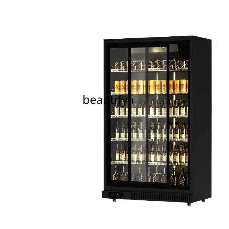 

Double Door Beer Display Commercial Left and Right Sliding Door Glass Door Refrigerated Beverage Cabinet