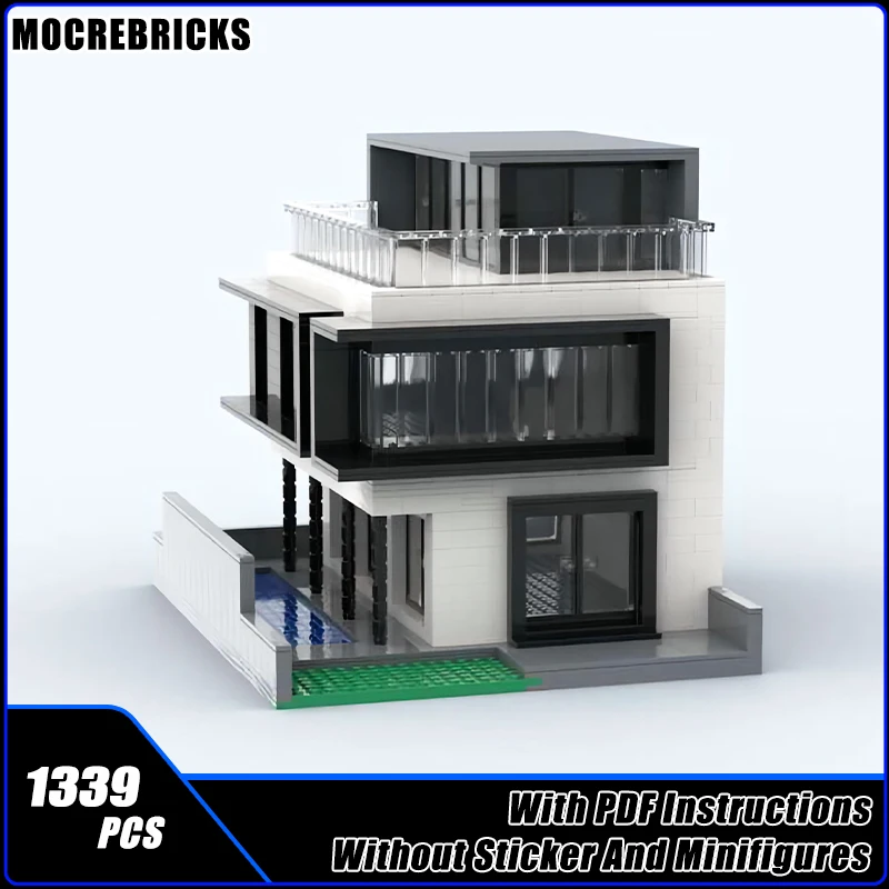 

MOC New Ideas Urban Modern Semi-detached House Modular Architective Building Blocks Model DIY Technology Bricks Toys Kid‘s Gifts