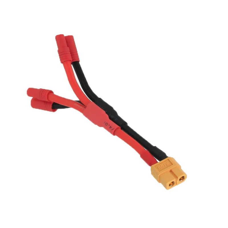 1/2 Pcs  2 HXT 3.5mm Plug to 1 XT60 Female Connector Parallel Wire Charge Cable 12awg 10cm for RC Charger Motor ESC