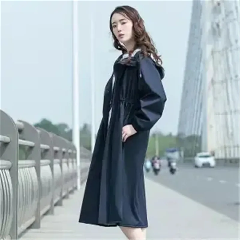 Summer Fashion Long Waterproof Windbreaker Coat Female Slim Waist Raincoat Rainproof And Windproof Cycling Full Body Integrated