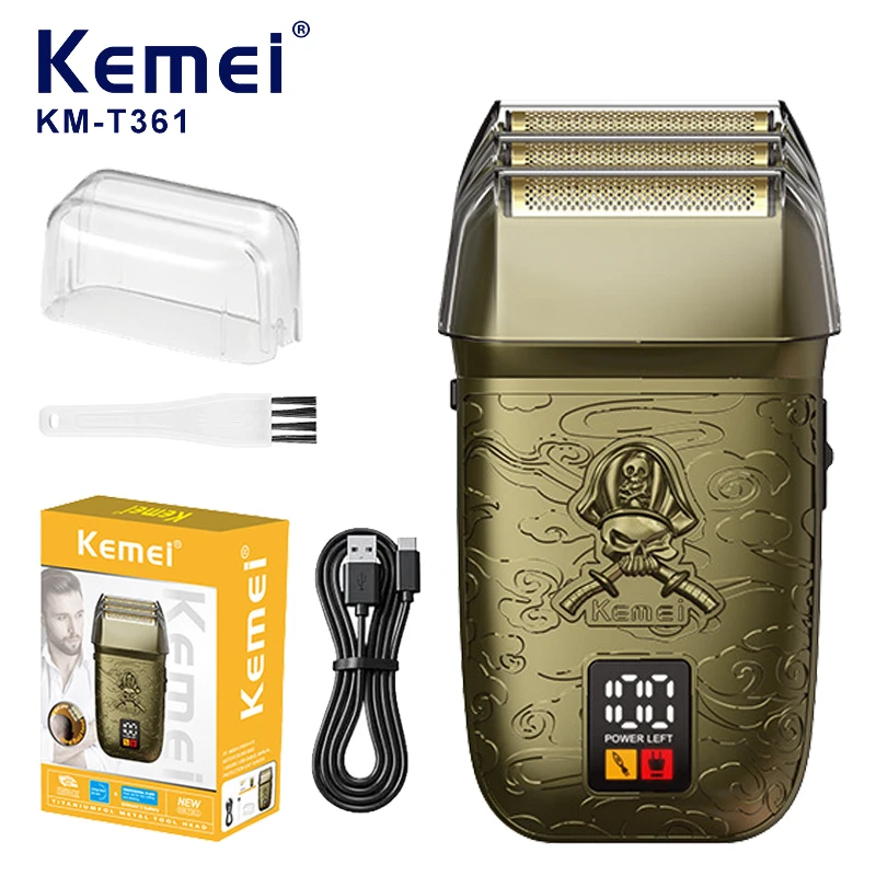 

Электробритва Kemei KM-T361 с тремя головками, возвратно-поступательным движением, зарядкой и LED-дисплеем, для мужчин