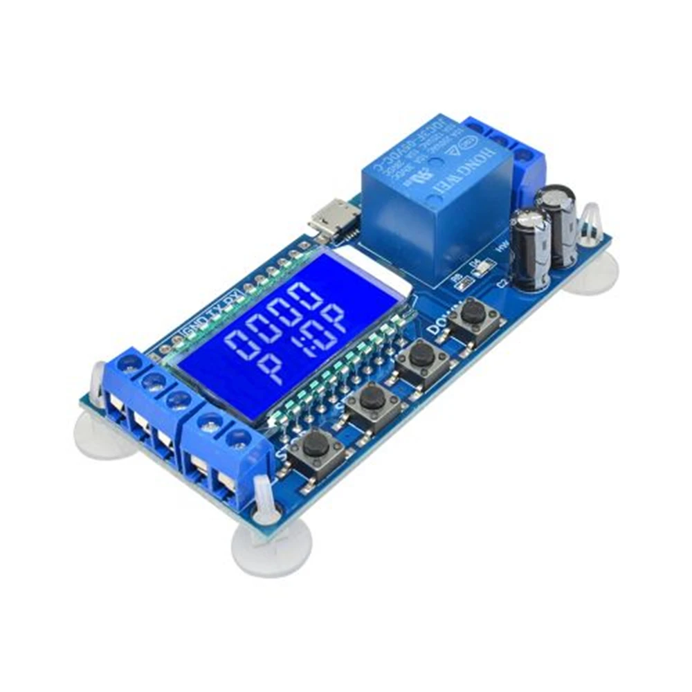 Digital LCD Display Time Delay Relay Module DC 6-30V 10A high and low level trigger switch 1 Way cycle timing delay relay module